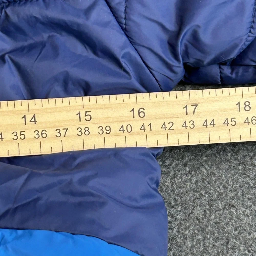 Eddie Bauer Jacket Kids Medium 10/12 Blue Hooded Puffer Reversible Sherpa Winter - Picture 12 of 14